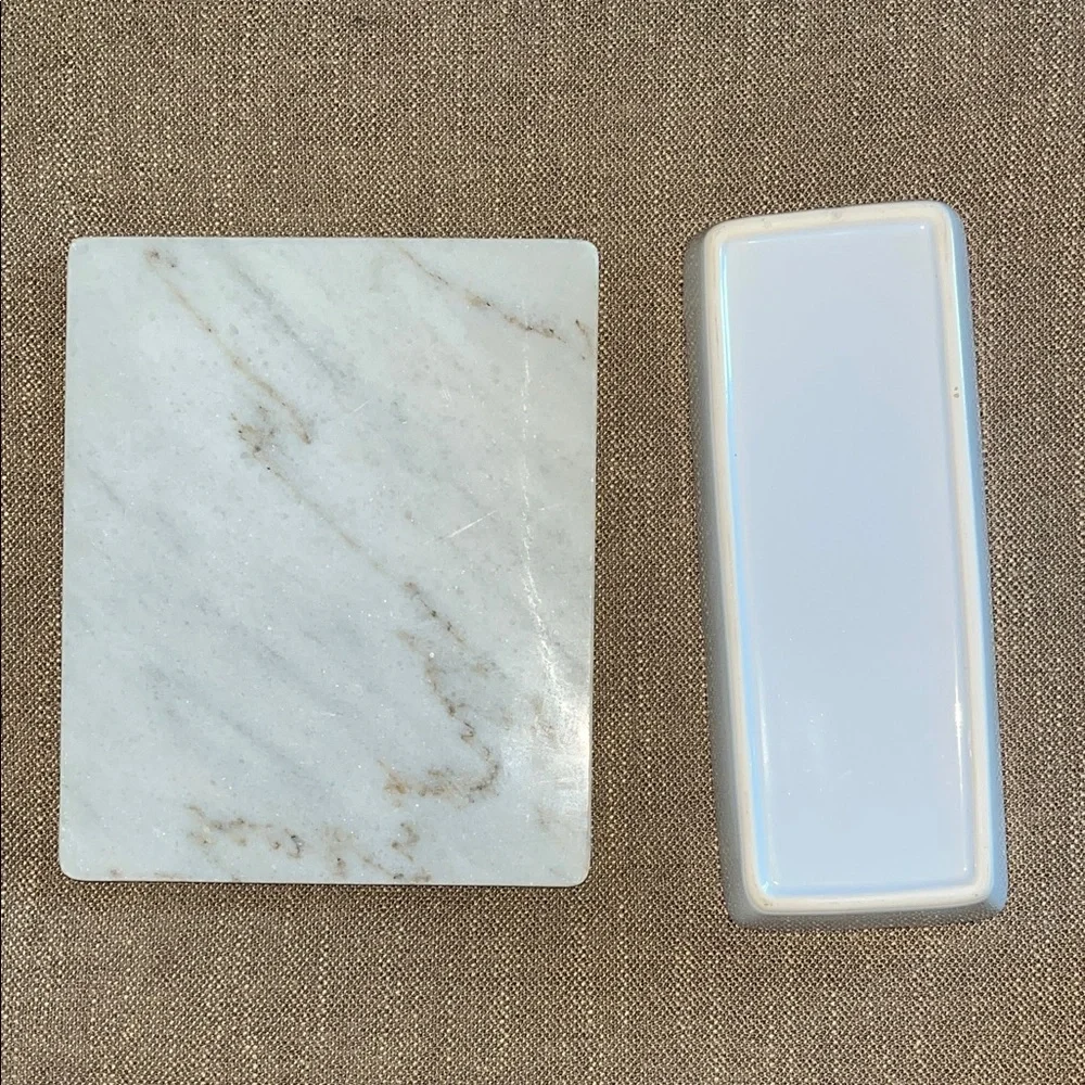 Sophisticated Marble and White Vanity Tray Set